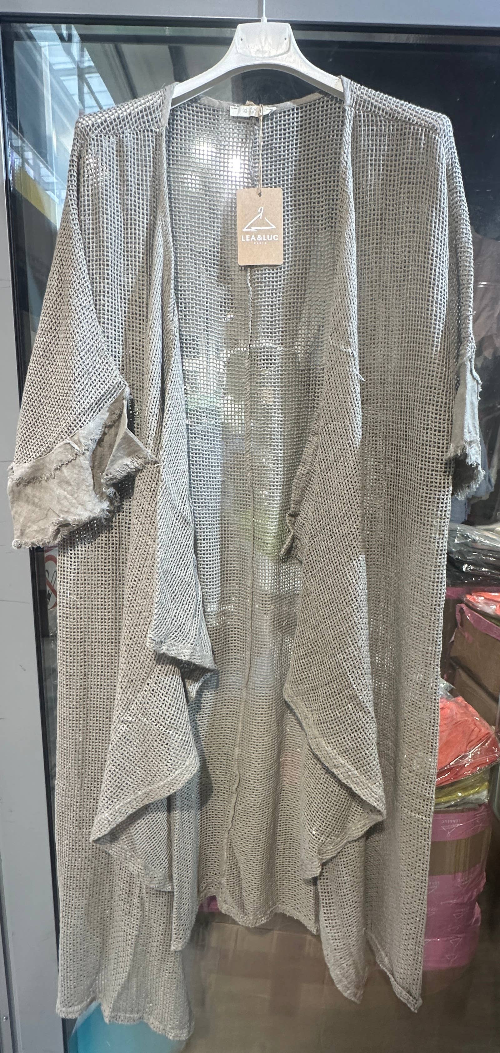 LÉA & LUC - Wholesale Vest - Dames - Opengewerkt vest van 100% katoen met 100% linnen mouwen REF. 6086524