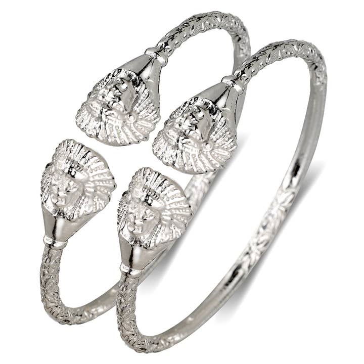 Meilleure bijouterie Chef amérindien Tête .925 Argent sterling Bracelets antillais, 1 paire pour la vente par Better Jewelry