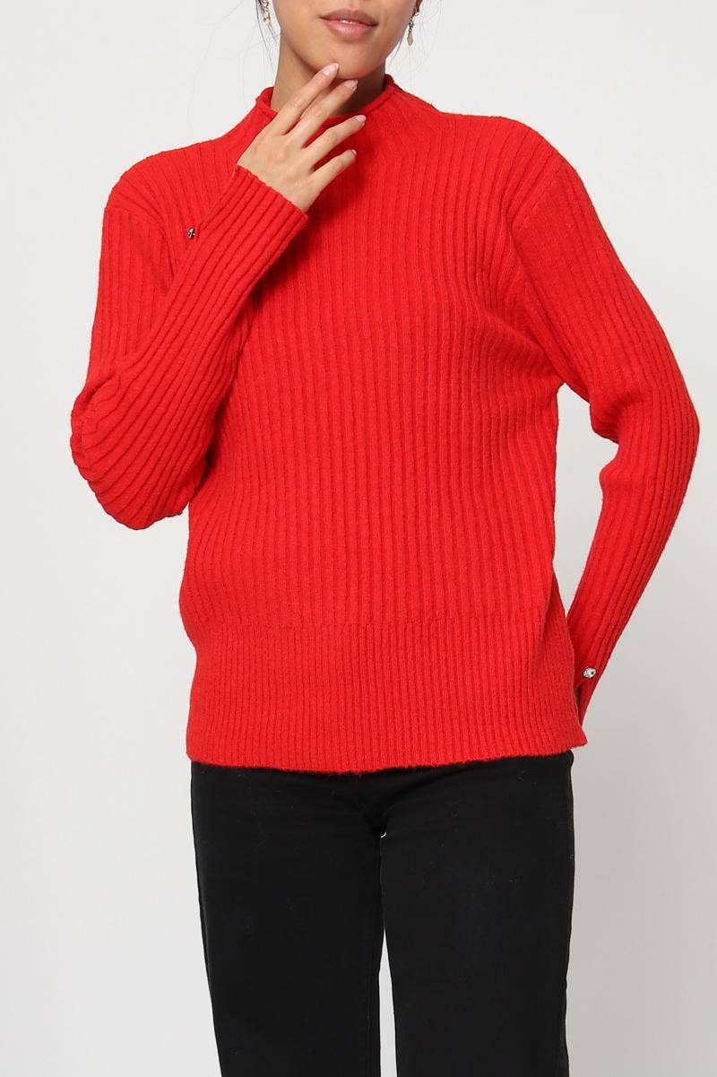 DIX-ONZE - Wholesale Knit Sweater - Women's - Ribbed Knit Sweater with Wavy Finish – Soft Ribbed Knit8