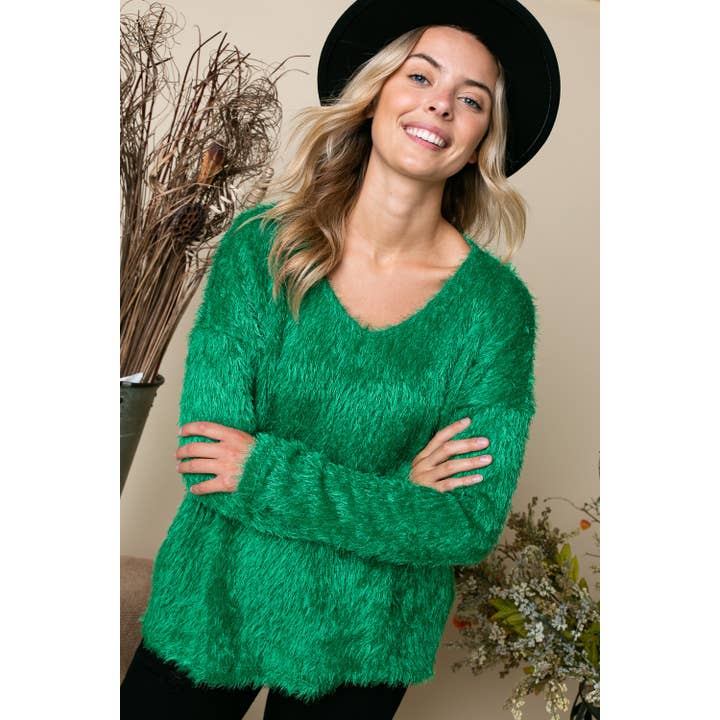FUZZY CHUNKY SWEATER TOP for wholesale by 1clique co.