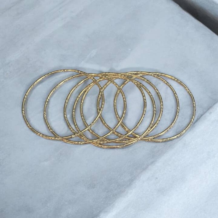 Divina Jewelry & Accessories LLC - Wholesale Jewelry Set - 7 Day Semanario 14k Gold Electroplated Bangle Bracelets
