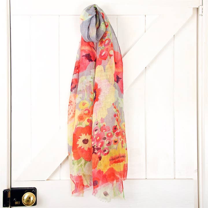 Secret Garden Dove Linen Scarf for wholesale by COLLIER CAMPBELL