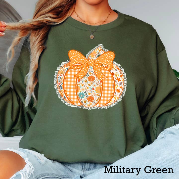 Maglia a Maniche Lunghe da Donna con Zucca Floreale in Pizzo per l'Autunno | Gildan per la vendita all'ingrosso da parte di Shoppe SHC