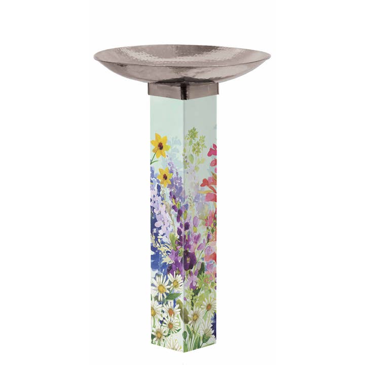 Studio M - Wholesale Bird Bath - Spring Hummingbird Garden Bird Bath (Stainless Steel Top)