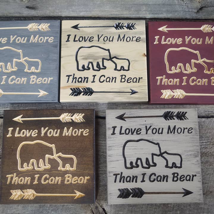 Knotty Pine Woodworks - Vente Pancarte - Love Bear 8 pouces1