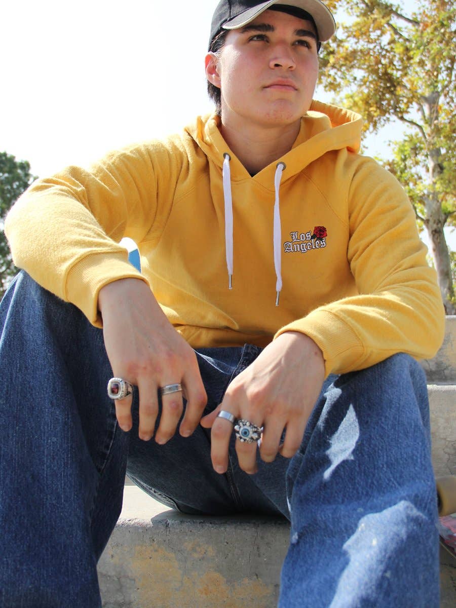 MUSTARD L.a Rose Fashion Raglan Pullover Hood  Sku: W2205-0603em for wholesale on Faire1