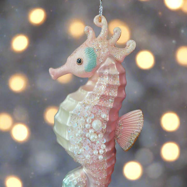 Marissa's Gifts - Wholesale Ornament - Glass sea horse Christmas bauble tree hanging decoration/christmas/seasonal/ glass hanging item