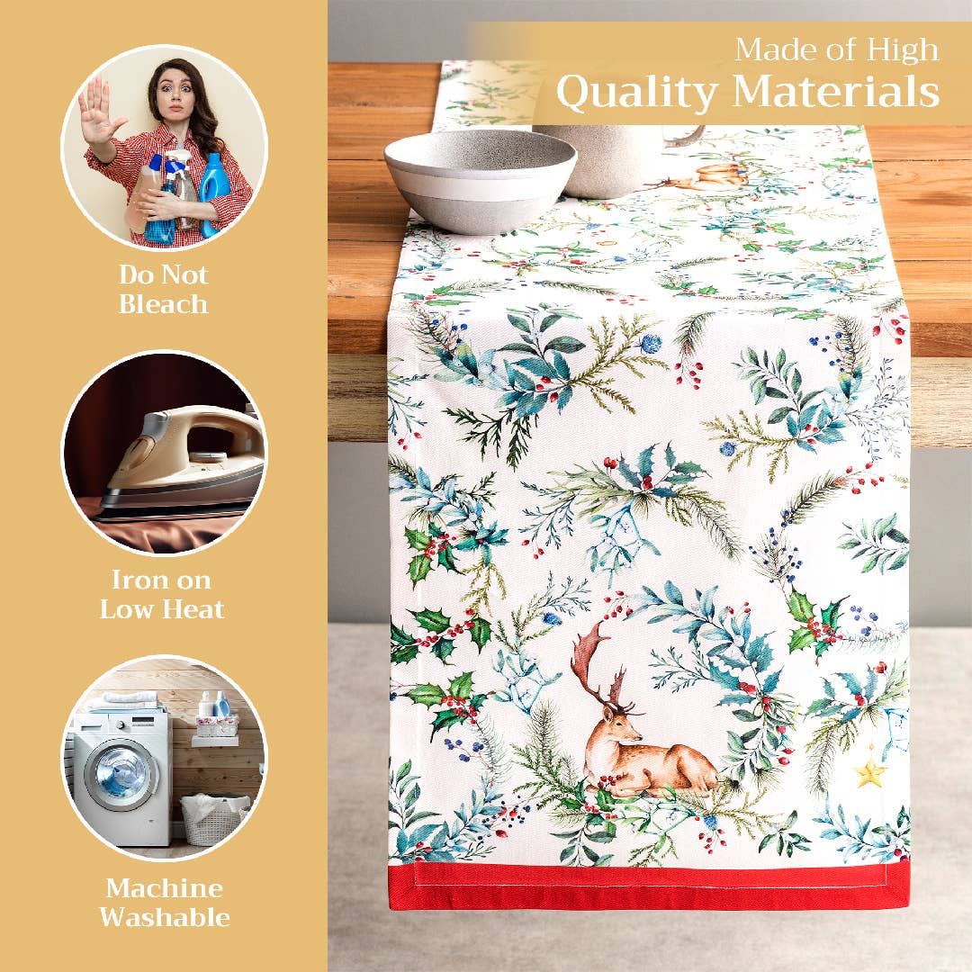 Maison d'Hermine - Design in Every Thread - Wholesale Table Runner - Table Runner 100% Cotton - Single Layer - Holly Time2