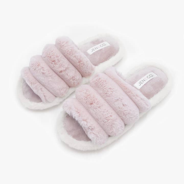 Jen & Co. - Wholesale Slippers - Women's - SLP2221 Edie Two-Tone Fluffy Cloud Slippers4