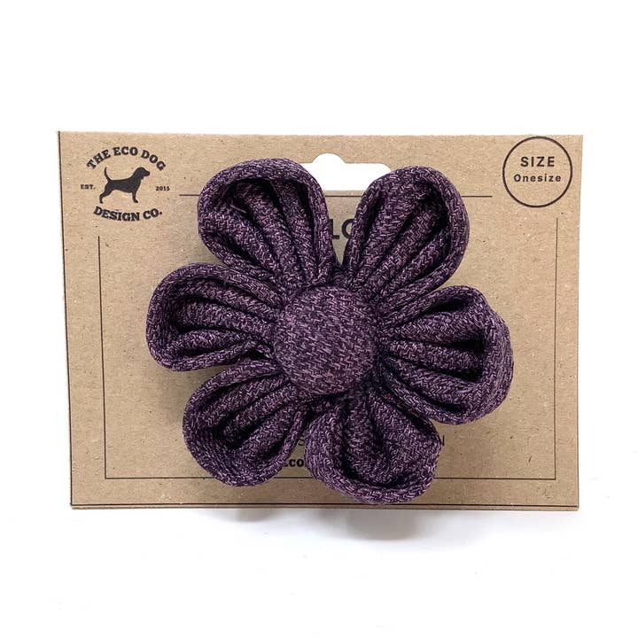 Purple Tweed Herringbone Flower Dog Collar Attachment for wholesale by EcoDogDesigns