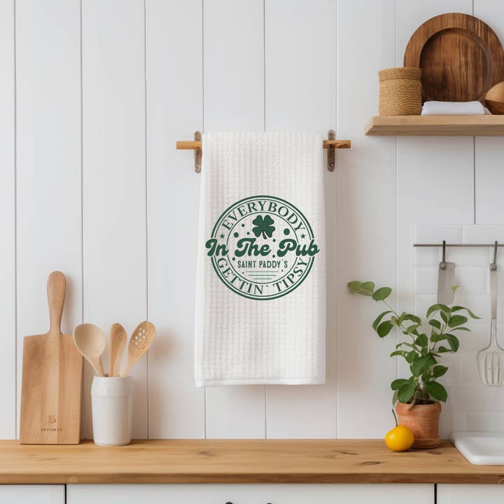 Everbody In The Pub St.Patrick's Kitchen Tea Towel for wholesale by JAC Wholesale