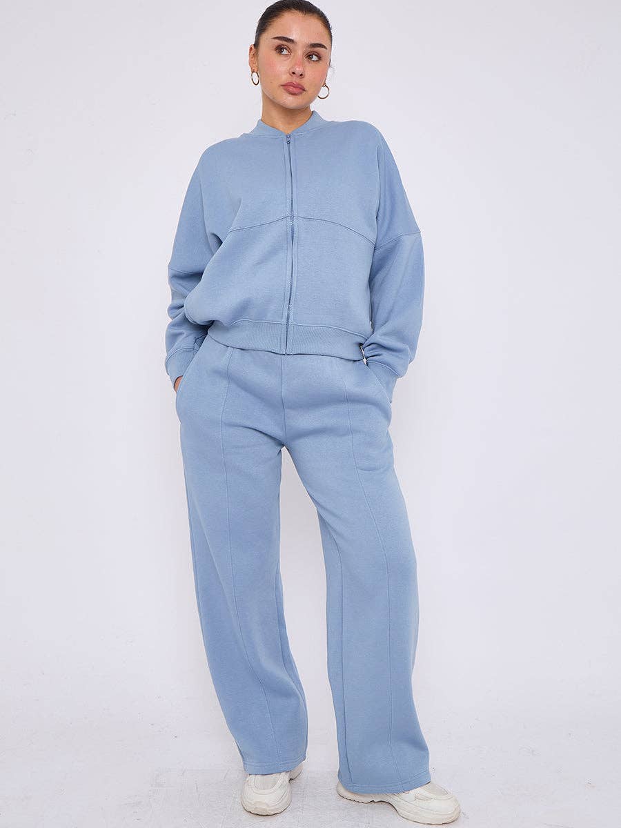 AX Labels - Wholesale Top & Pant Set (NOT Loungewear) - Women's - Oversized Bomber Style Fleece Zipper Co-ord90