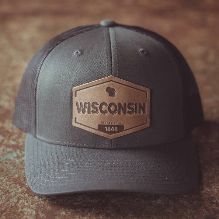 Range Leather Co. - Wholesale Trucker Hat - Unisex - Wisconsin Established Hat | Leather Patch Trucker Hat1