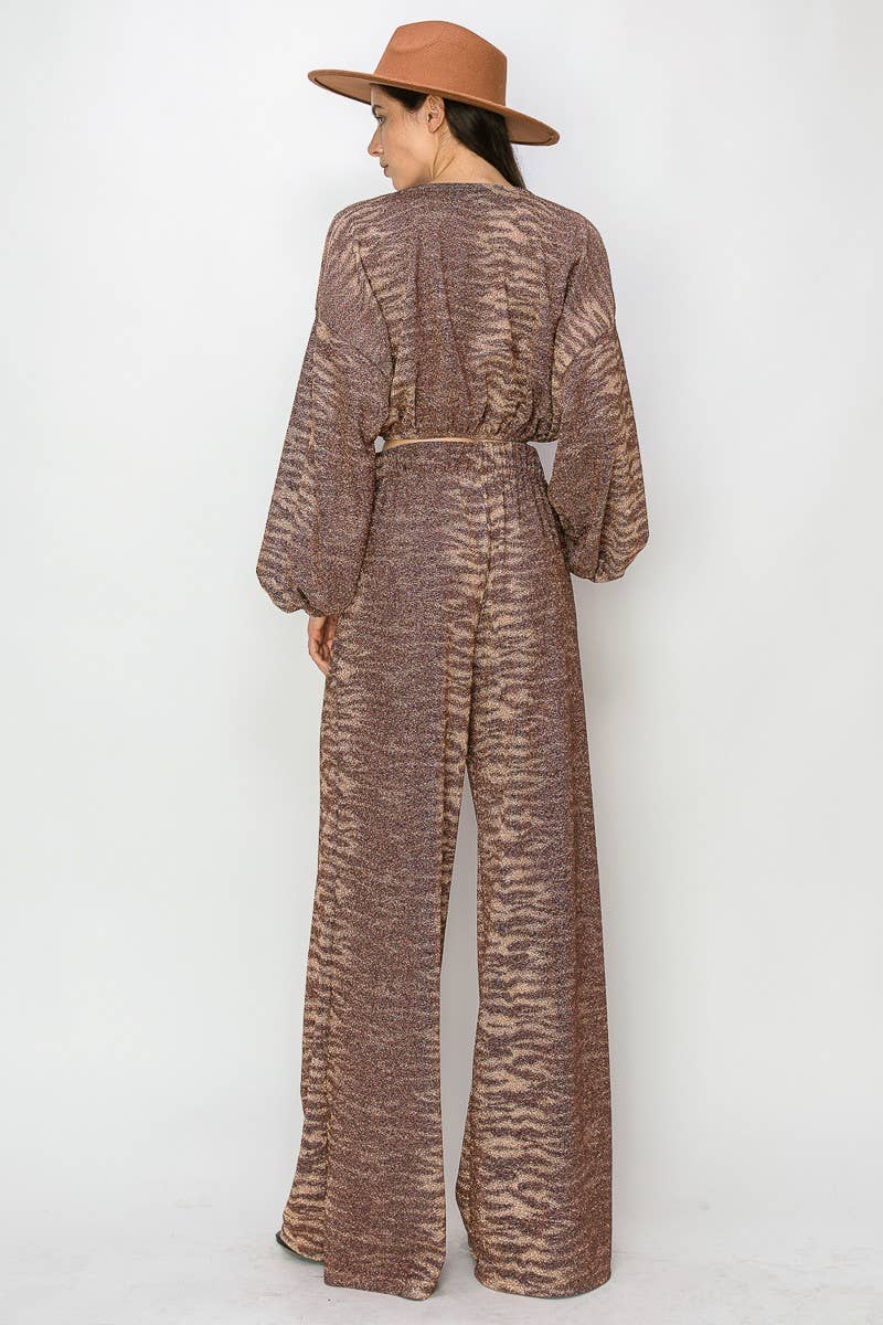 METALLIC PRINTED PALAZZO PANTS 2370 for wholesale on Faire3