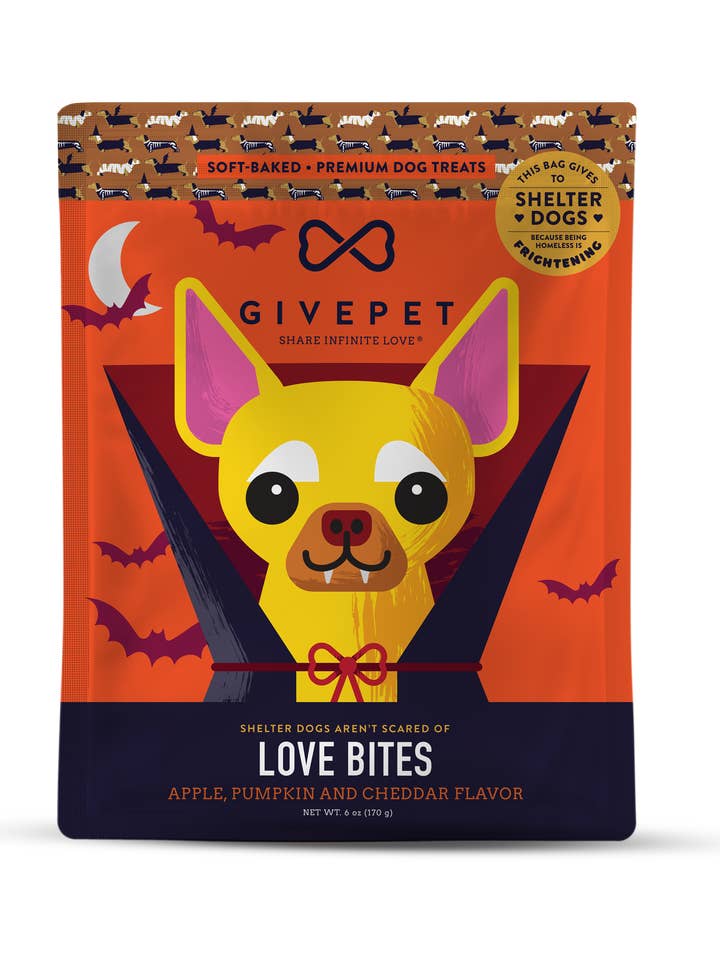 GivePet Love Bites Halloween Dog Treats Pumpkin & Cheddar for wholesale by GivePet