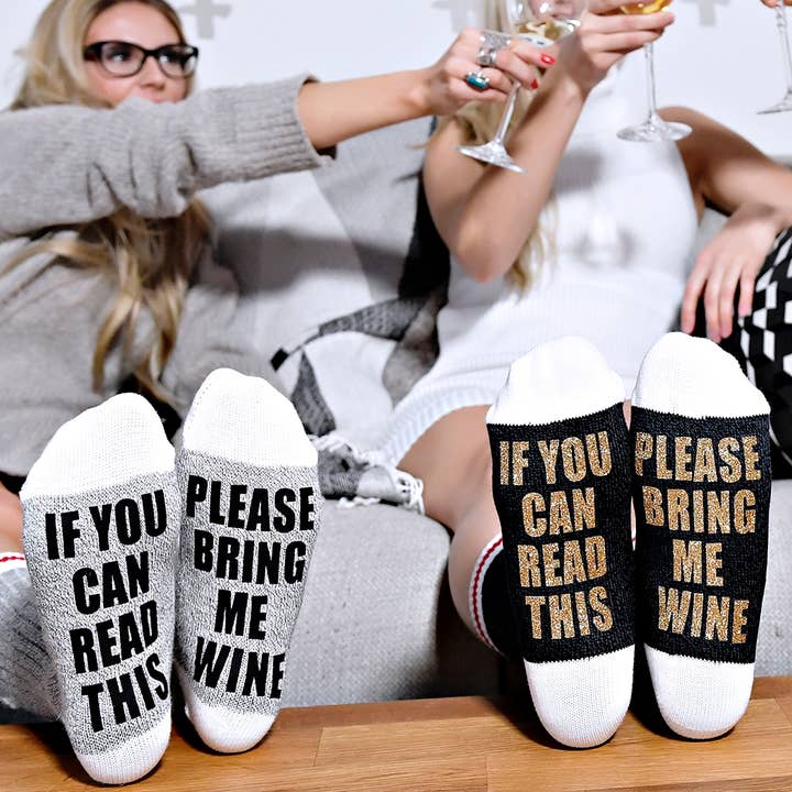 Sock Dirty to Me - Wholesale Socks - Women's - If You Can Read This Please Bring Me Wine - Socks