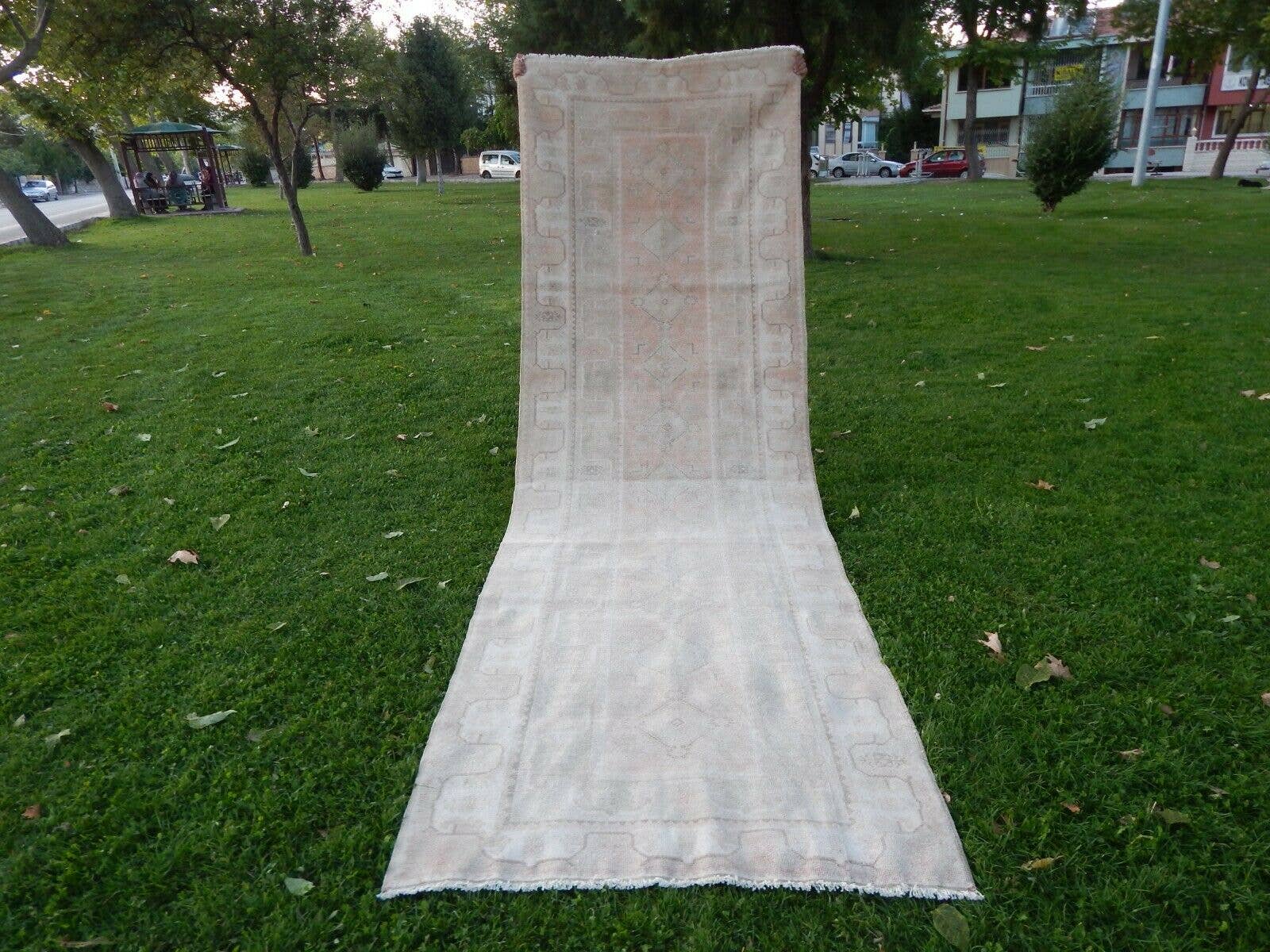 Vintage Pillows Store - Wholesale Runner Rug - Distressed Vintage Turkish Oushak Runner - Pastel Kurdish2