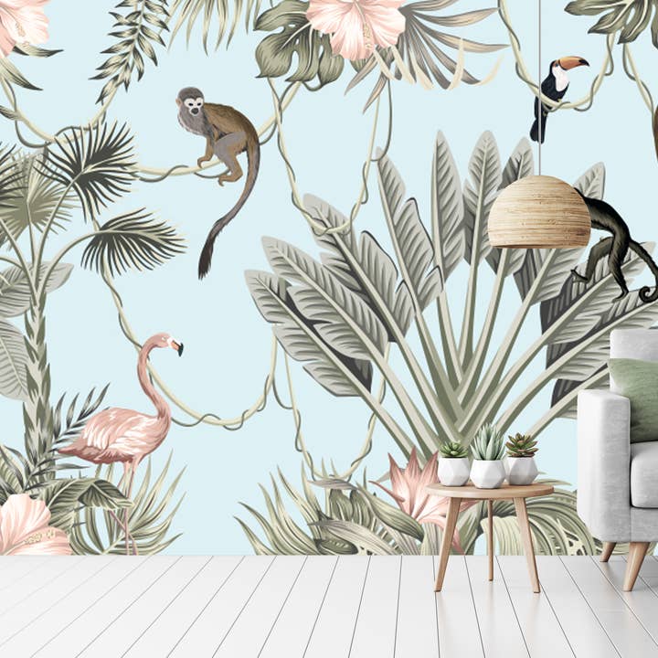 Tiere Dschungel Lebensraum Hintergrund Abnehmbare Tapete für den Großhandel von GK Home Decor