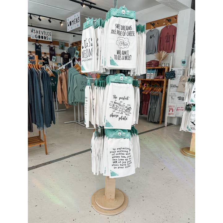 Moonlight Makers - Wholesale Retailer Display - Accessories - Wooden Spinner Display for Socks, Dish Towels, Merch