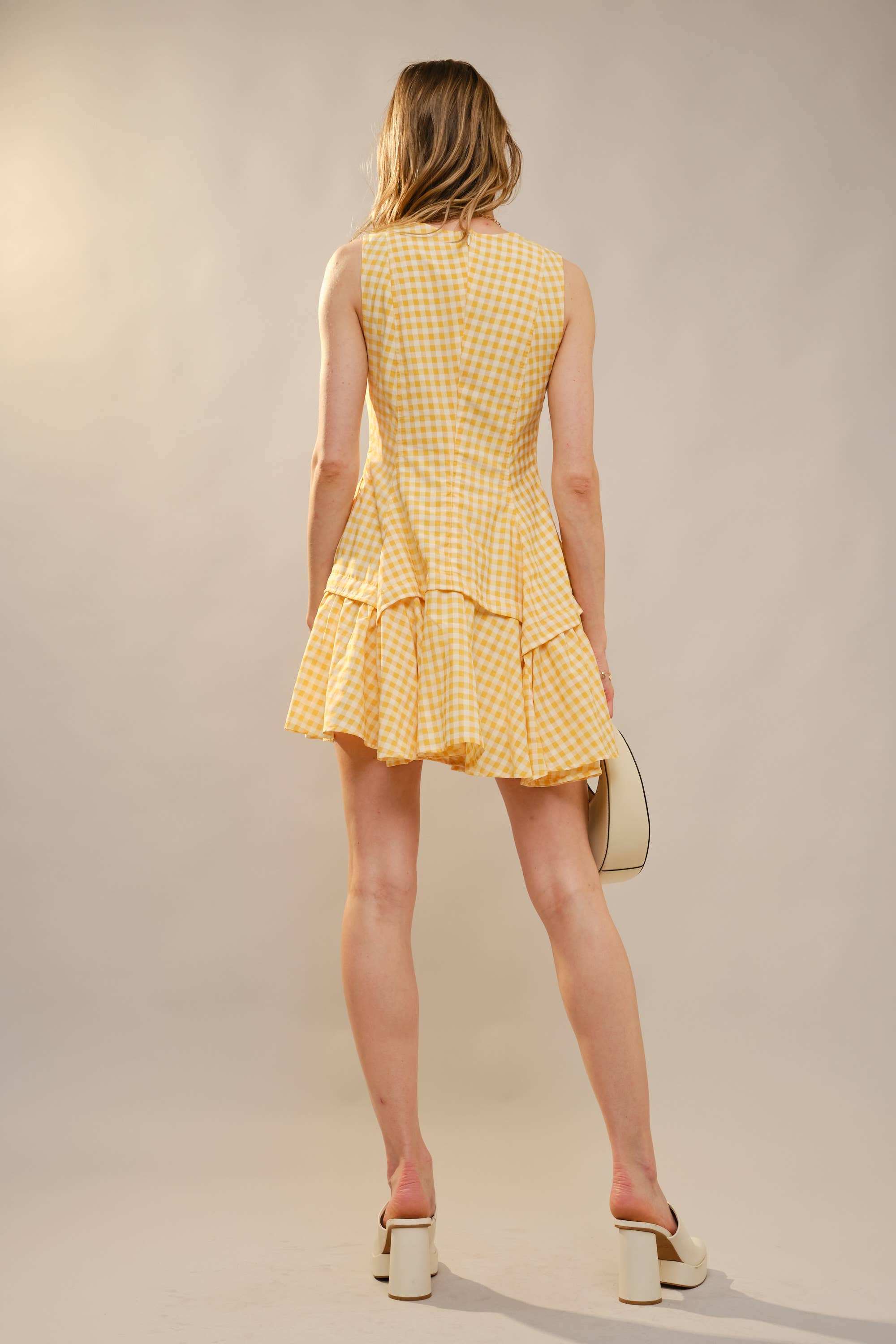 Blue B - Wholesale Dress - Women's - 47022D - Gingham Flare Mini Dress6