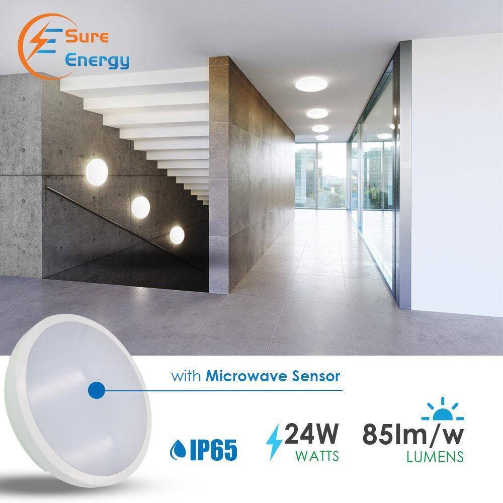 ENER-J – Candeeiro/lâmpada suspensa por atacado – Luz de teto LED redonda 24w com sensor de movimento Ip540