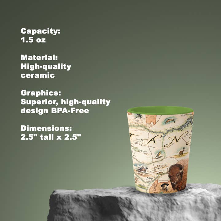 XPLORER MAPS - Venta al por mayor Vaso de chupito - Vaso de cerámica para chupitos Montana State Map, 1.5 onzas3