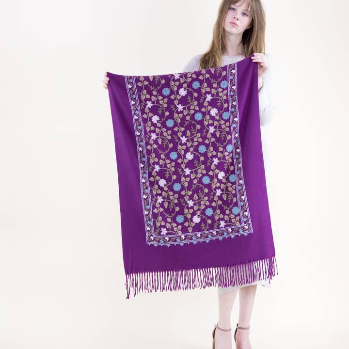 Original USA - Wholesale Scarf - Women's - Embroidered Floral Vines Scarf4