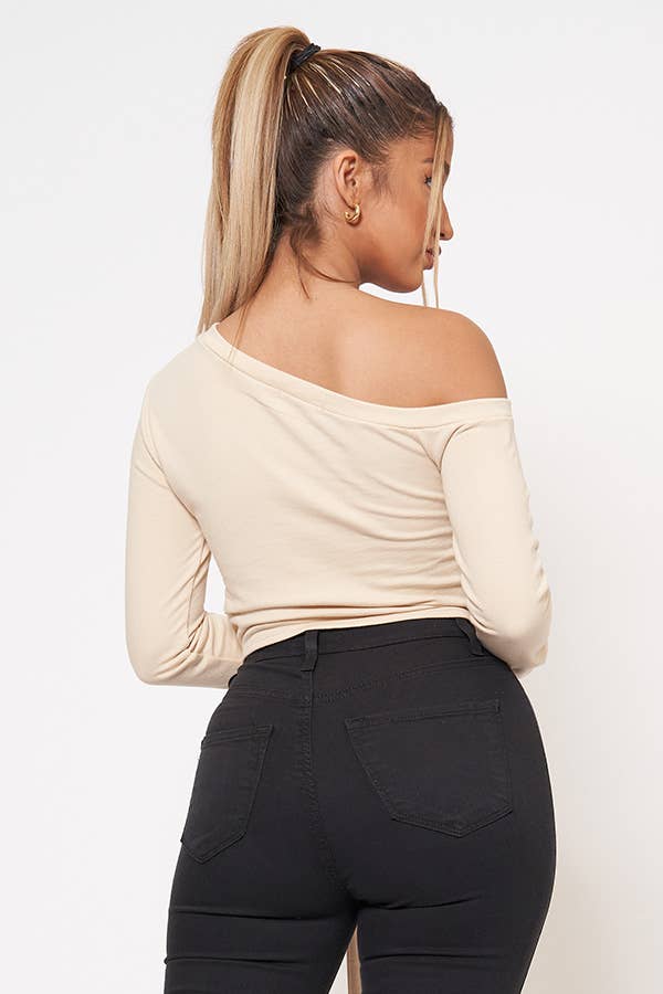 Junie – wholesale Stickad topp - Dam – FRANSKA FROTTÉ FRÄMRE SLIPS EN AXEL TOPP AT25386