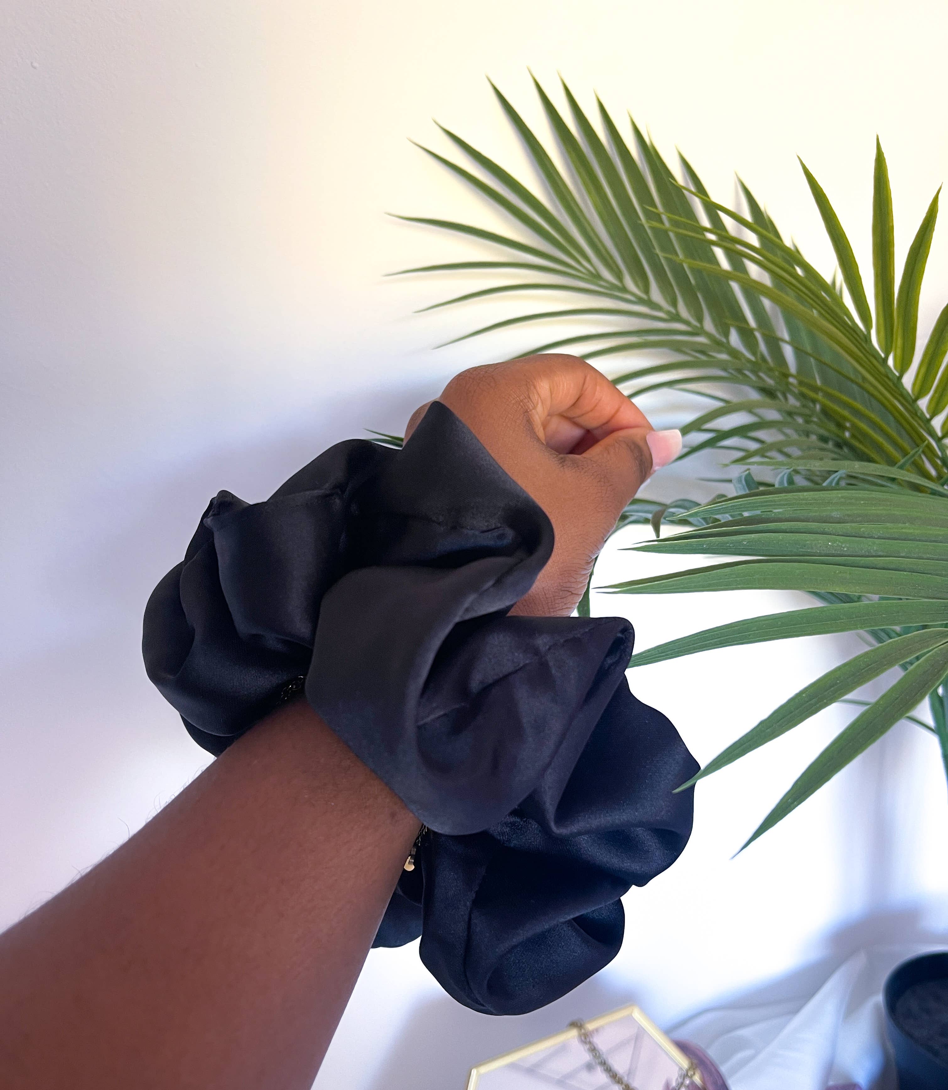 Asantewaa - Wholesale Scrunchie - Women's - Ebony Large Satin Scruchie5