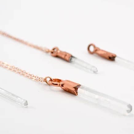 Daddy Daughter Jewelry - Wholesale Pendant/Charm Necklace - Raw Clear Quartz Point Necklace | Copper & 14K Rose GF|6