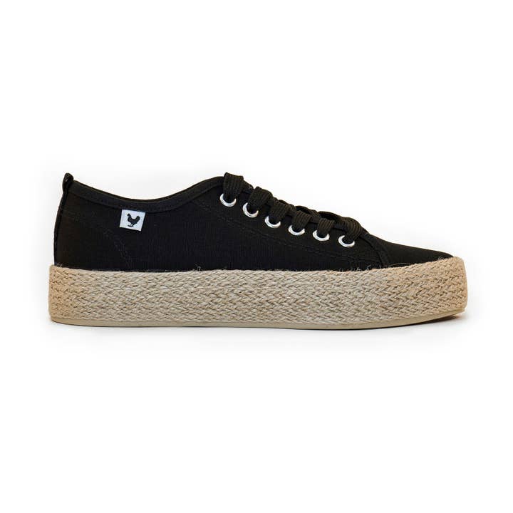 Ada Women's Black Canvas Lace-Up Espadrilles for wholesale by Walk In Pitas UK
