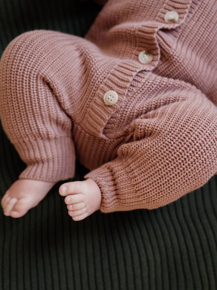 Pine Kids - Wholesale Jumpsuit - Baby - Button Knit Jumpsuit - Vintage Rose2