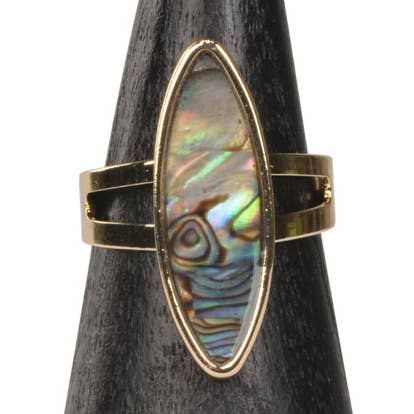 Silver Abalone Adjustable Rin for wholesale by Benjamin International