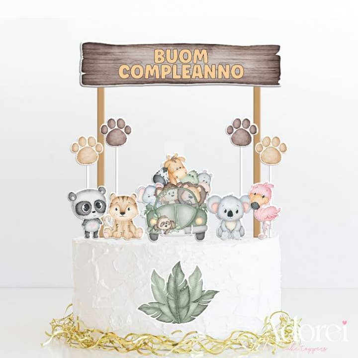 Adorei - Venta al por mayor Adorno para tartas/cupcakes - Topper de Tarta Safari Acuarela