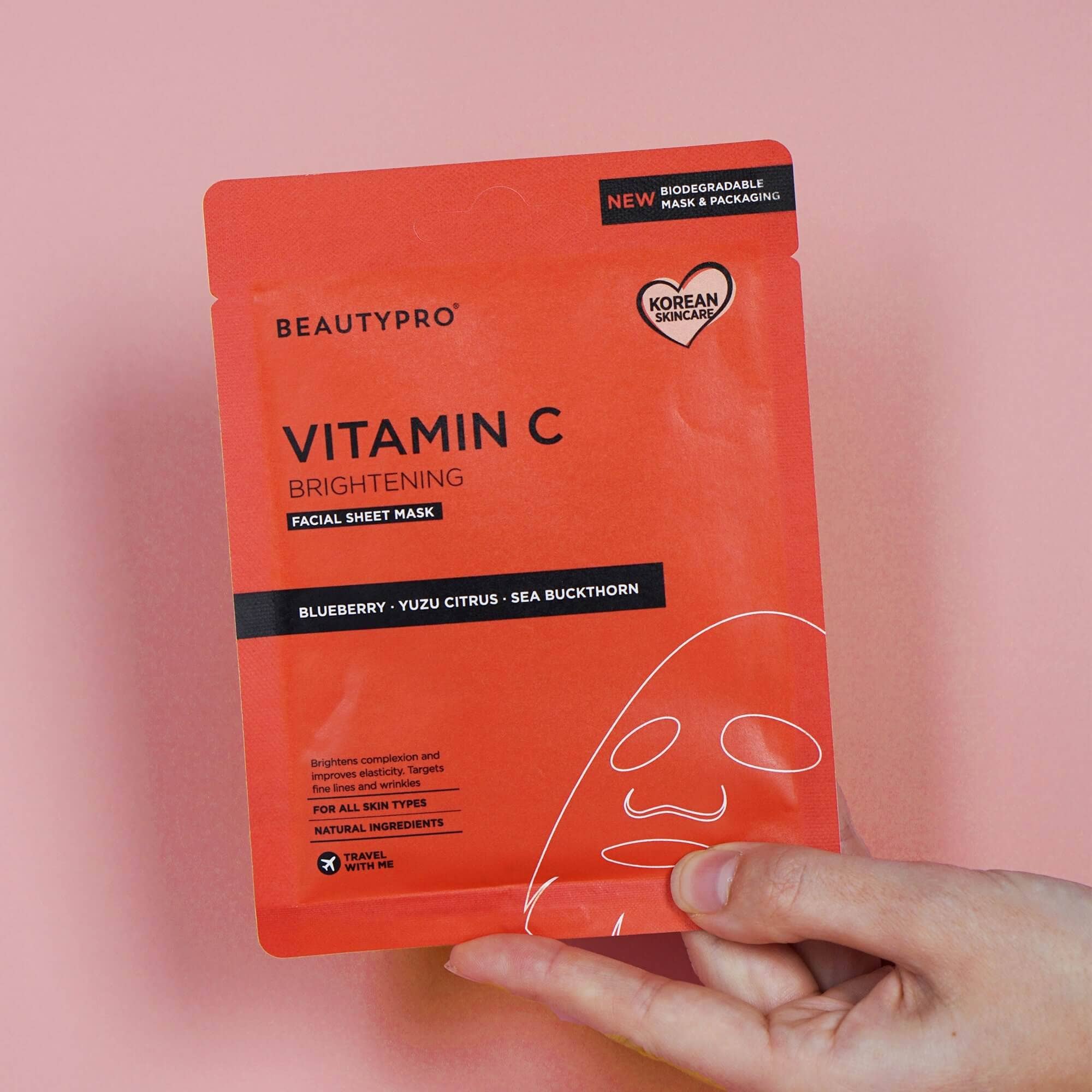 BEAUTYPRO – wholesale Skincare face mask – VITAMIN-C Brightening Sheet Mask - 100% Biodegradable11