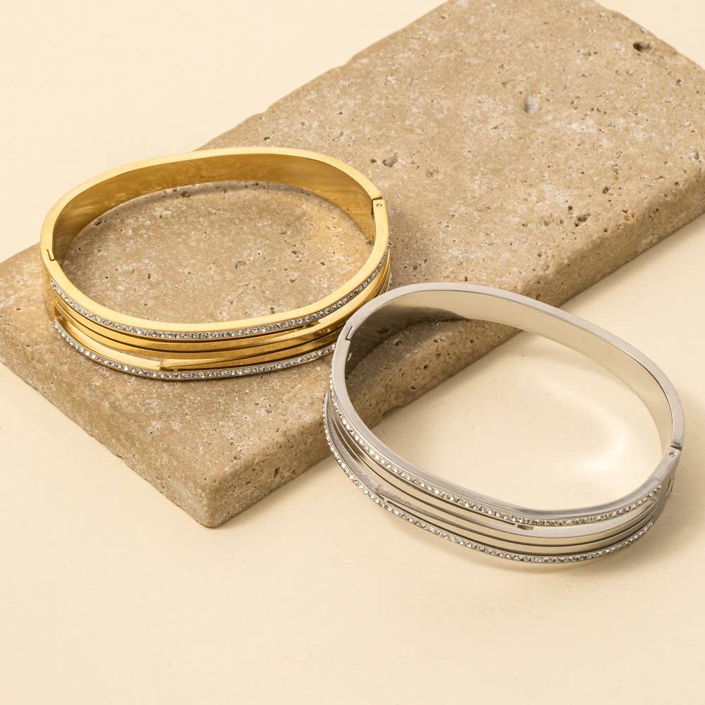 Anarchy Street - Wholesale Bangle Bracelet - Stainless Steel Pave Trim Bangle Bracelet3