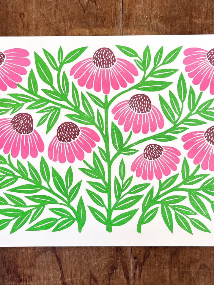 Garden Series: Echinacea Risograph Print for wholesale by Katharine Watson