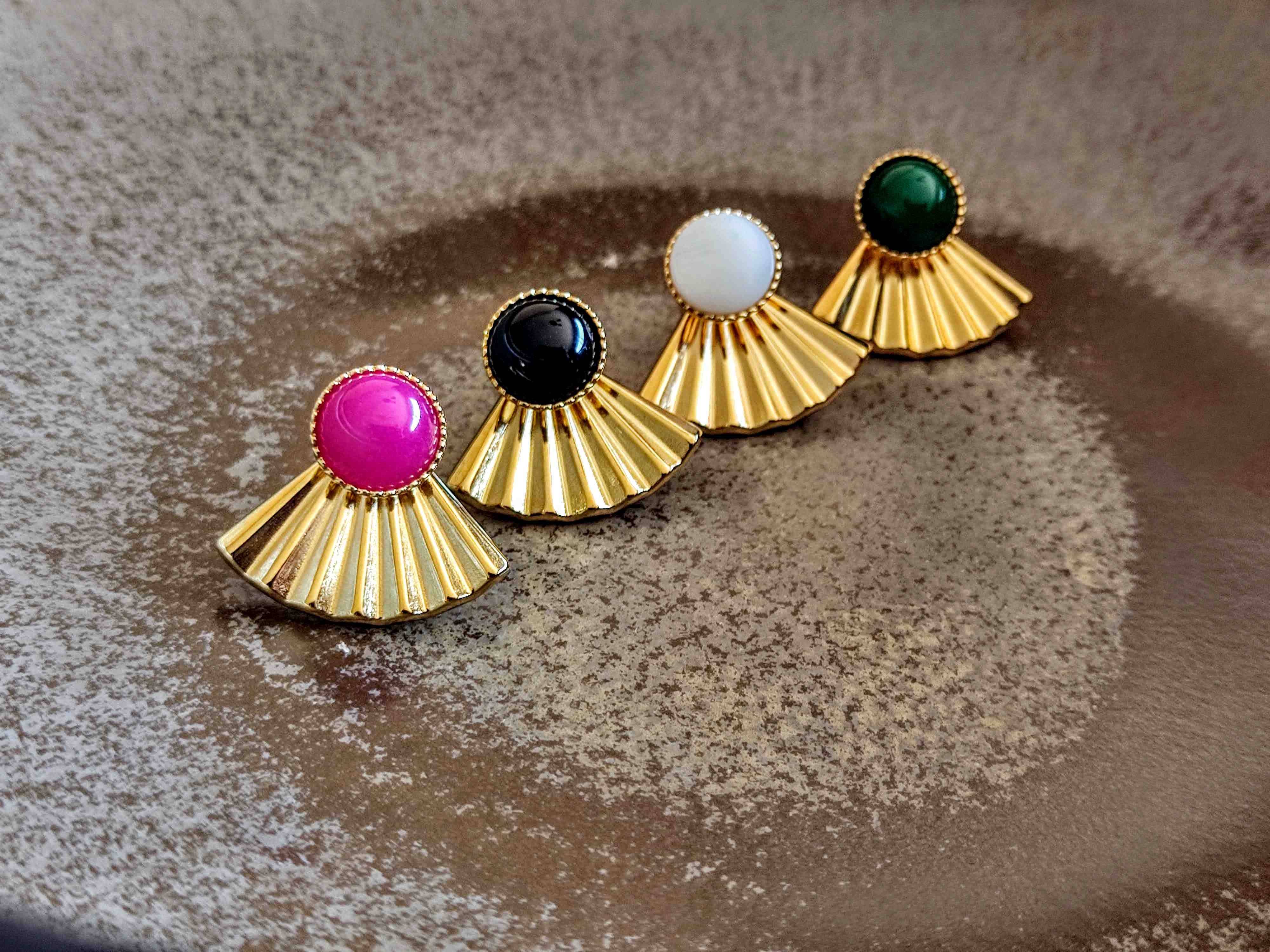 Sophie Bijoux - Vente Boucles d'oreilles pendantes - Boucles d'oreilles 3en1 La Mystérieuse Agate Noire1