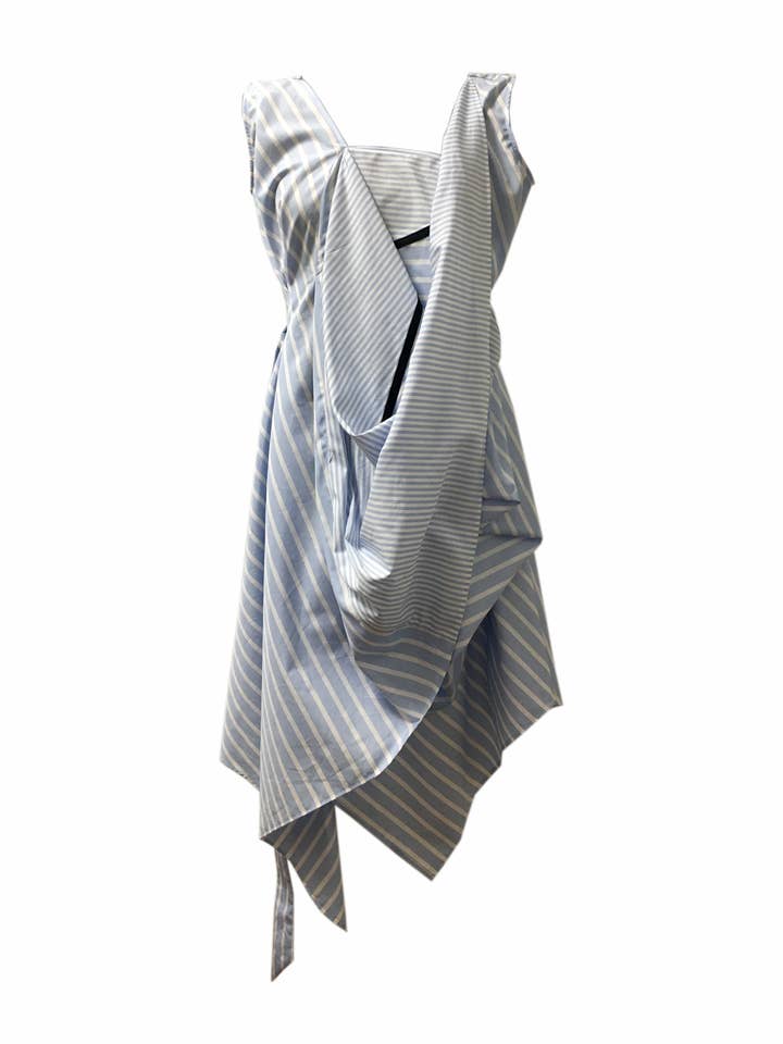 Vestido de algodão listrado assimétrico por atacado de JOHN ZUCCA