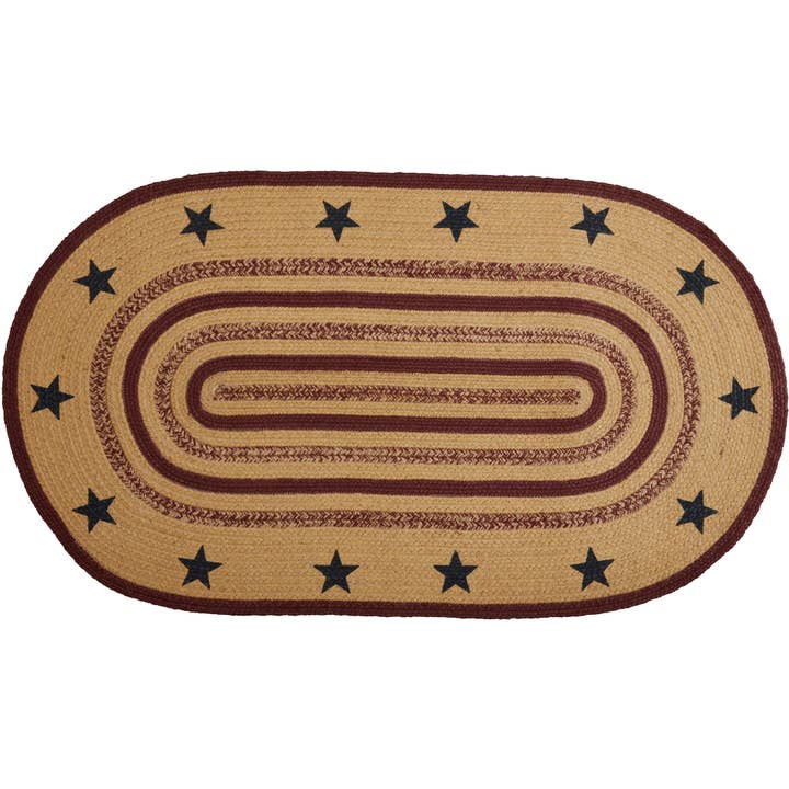 VHC Brands - Vente Tapis - Potomac Tapis en jute ovale Pochoir étoiles avec tampon 27x482