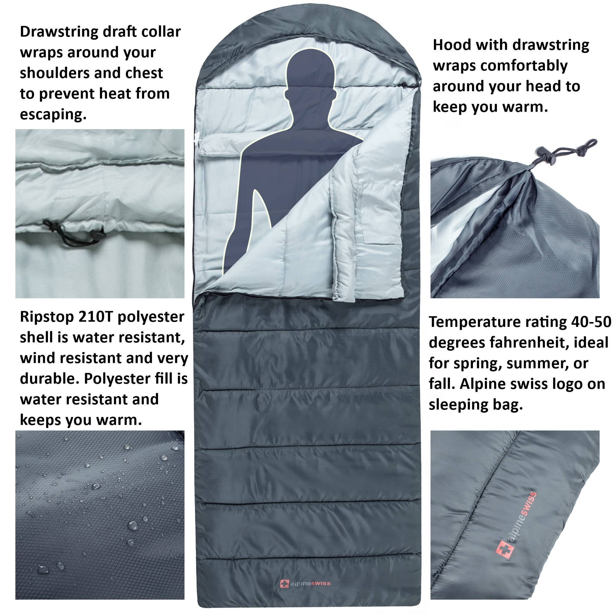 Alpine Swiss - Wholesale Fitness Equipment - Alpine Swiss Three Season Sleeping Bag10
