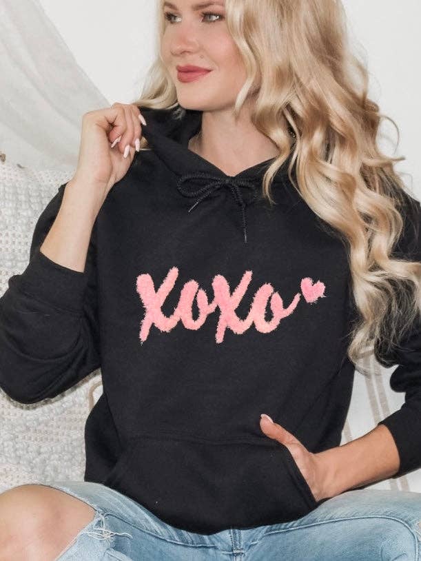 Xoxo • fluffy patch hoodie for wholesale by Axle Rose Co