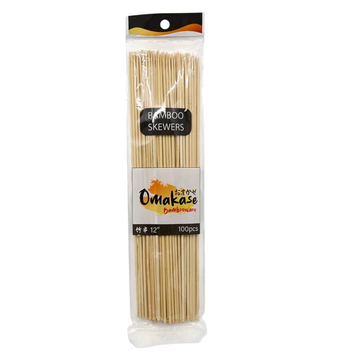 Urban Tokyo - Wholesale Skewer - 12"L Bamboo Straight Skewers 100pc Pack (1/200)
