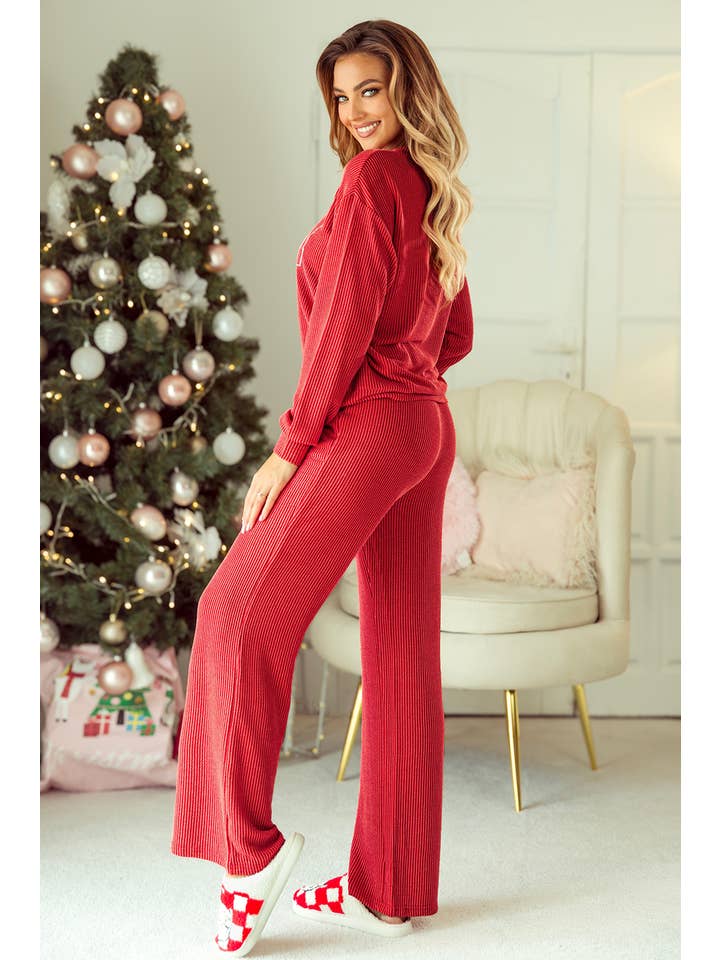 1 the Woman - Wholesale Lounge Set - Women's - JOLLY Corded Long Sleeve Top and Pockets Pants Set1