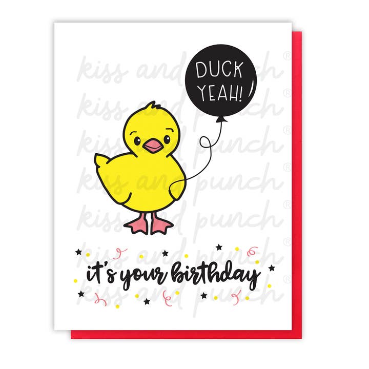 Punny Duck Yeah Birthday Letterpress Card for wholesale by Kiss and Punch