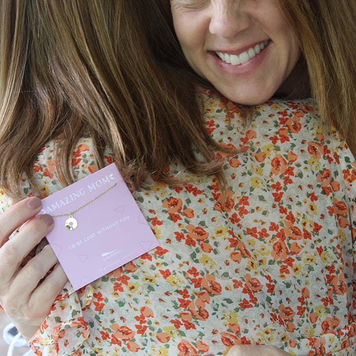 Lucky Feather – wholesale Hänge-/berlockhalsband – Mom-halsband - Jag skulle vara vilse utan dig - guld - Kompass3