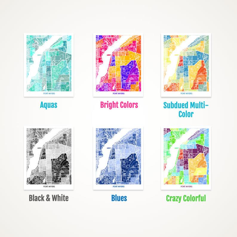 Juanita's Adventures - Wholesale Art Print - Ft Myers Map Print1