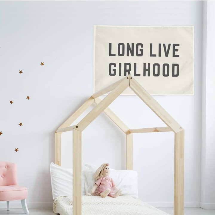 Long Live Girlhood Wall Flag for wholesale by The Little Lemons Company