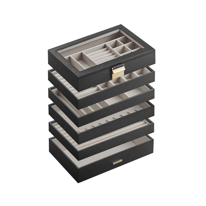 Greenwestons - Wholesale Jewelry Box/Organizer - 6-Tier Stackable Jewelry Trays with Glass Lid 2