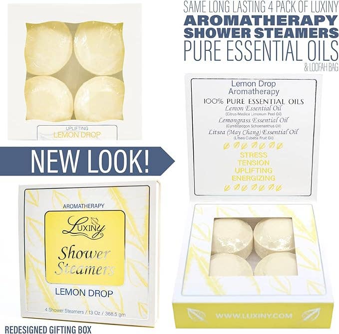 Luxiny Products - Luxurious Bath and Body - Vendita all'ingrosso Bombe/Compresse vaporizzanti da doccia - Vaporizzatori per doccia | Olio essenziale | Confezione da quattro | Regalo per la cura personale3